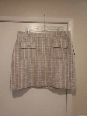Women's Tweed Pocket Mini Skirt - Cream Taupe Peach